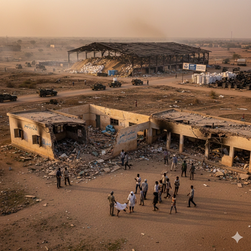 Sudan drone strikes kill two children and destroy a WFP famine aid warehouse in Kordofan. Read about the escalating civil war and humanitarian crisis in 2026.