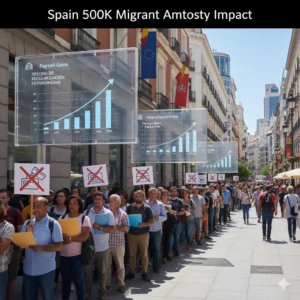 Spain's 2026 migrant amnesty for 500K echoes 2005's success—no job losses, €4K tax boost per worker. Discover economic impacts amid 2.8% growth.