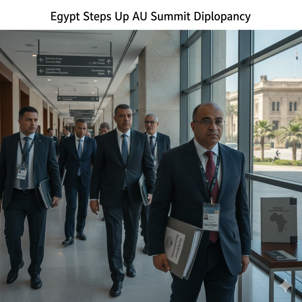 Egypt AU Summit diplomacy intensifies as Cairo pushes Somalia mission support, peace funding, and wider African partnerships before the upcoming AU summit.