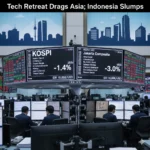 Indonesia market drop deepens after Moody’s credit outlook cut, tech selloff hits Korea, and regional equities feel pressure.