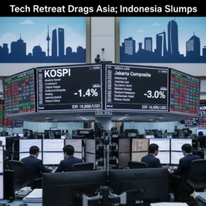 Indonesia market drop deepens after Moody’s credit outlook cut, tech selloff hits Korea, and regional equities feel pressure.