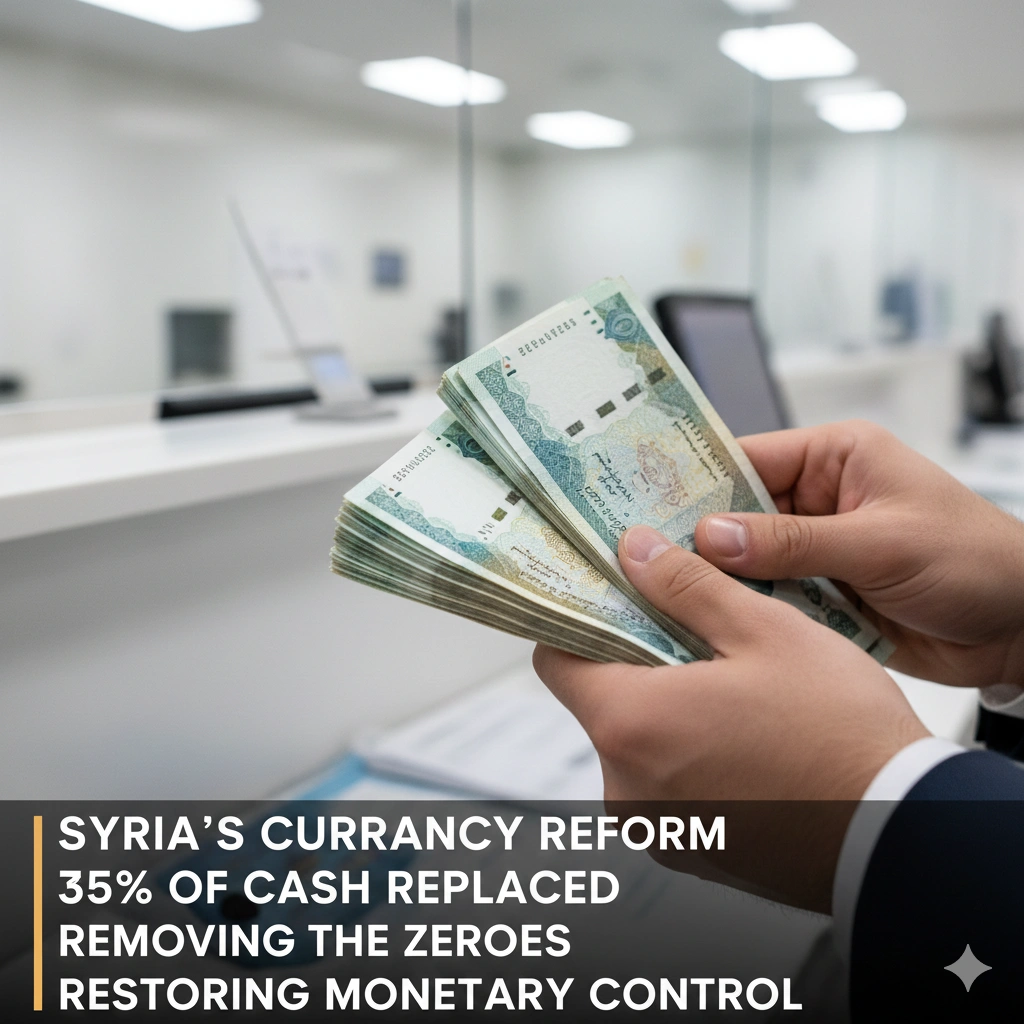The Syrian Currency Reform 2026 replaces 35% of cash to stabilize the economy. Discover how removing zeroes and regime imagery aims to restore sovereignty.
