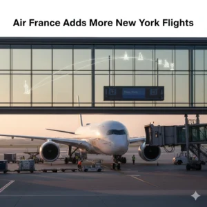Air France Paris New York flights rise to 11 daily in summer 2026, adding Newark services, A350 Business Suites and free Starlink Wi-Fi.