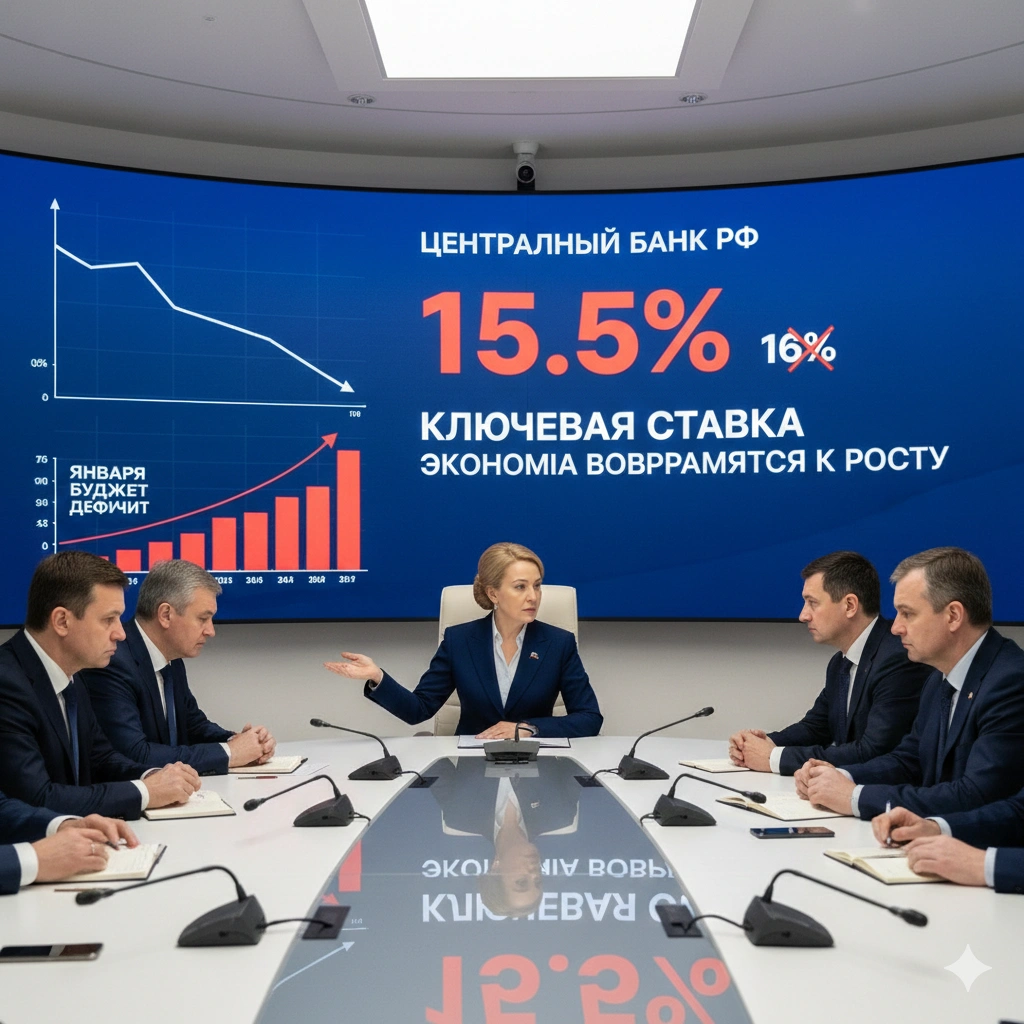 The Bank of Russia cuts interest rate to 15.5% as inflation cools, despite a massive January budget deficit and mounting pressure on the nation's war economy.