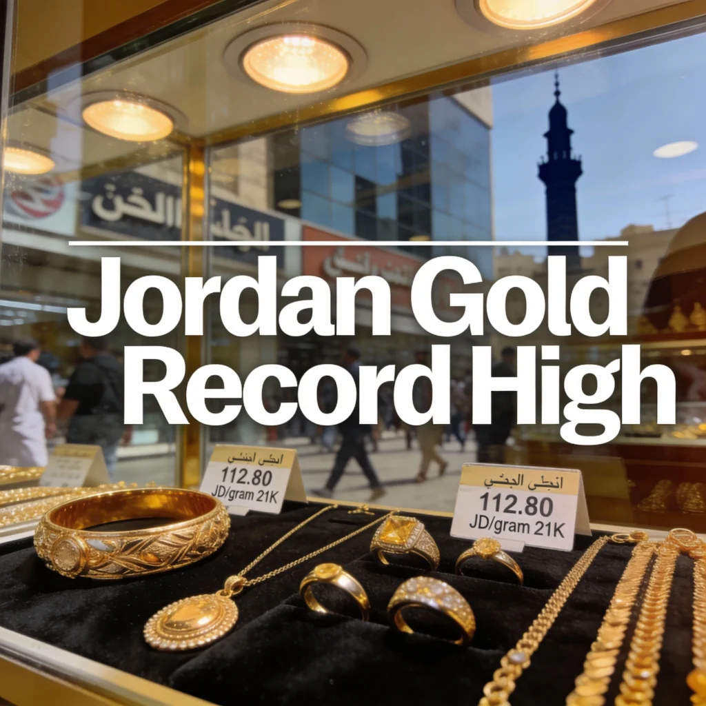 Jordan gold prices hit record highs as 21-karat gold reaches JOD 112.80 per gram amid strong demand and global uncertainty.