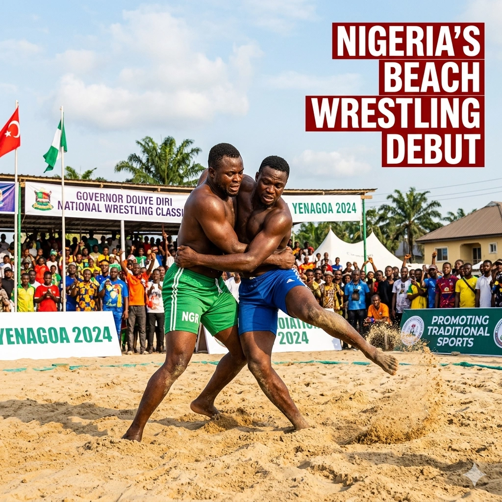 Nigeria embraces beach wrestling as Bayelsa hosts the 2026 national championship. Discover how this sport is a gateway to the Youth Olympics and global success.