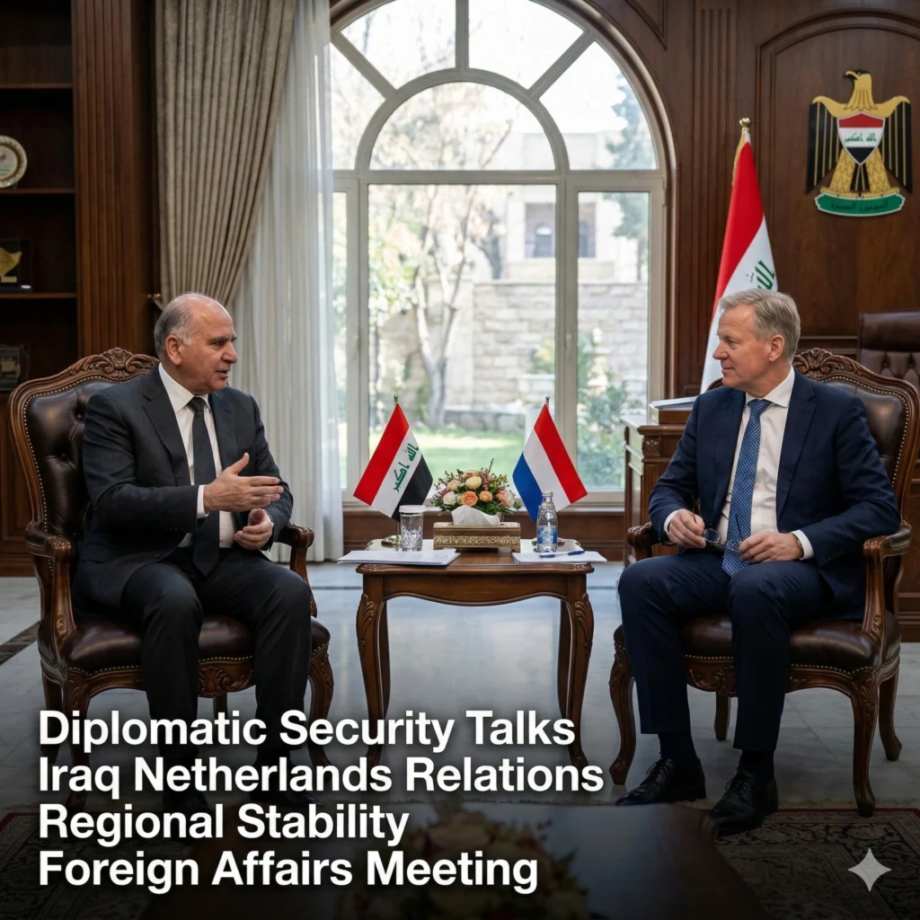 Fuad Hussein Meets Dutch Ambassador Janet Alberda to discuss a 1 crisis risk regarding regional security and the protection of diplomatic missions in Iraq.