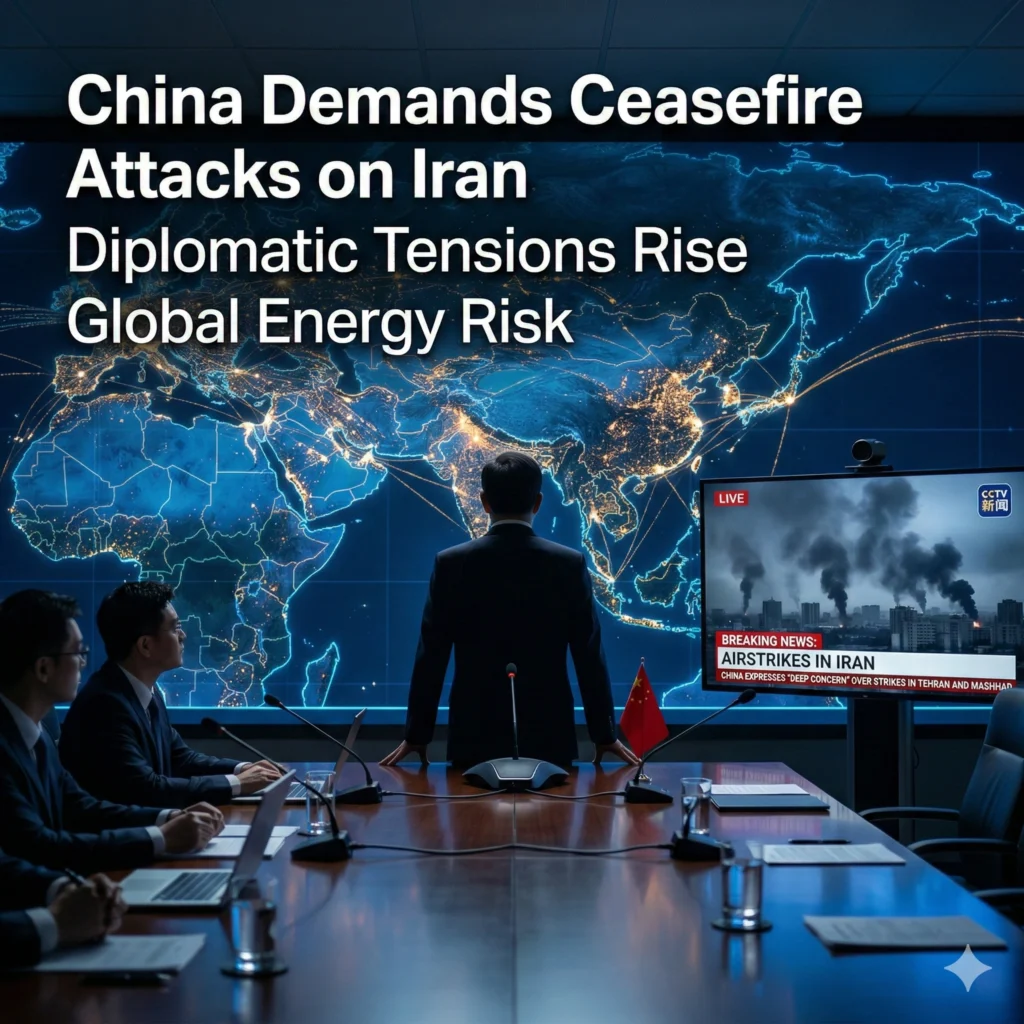 China Demands Immediate Ceasefire after US and Israeli strikes hit Iran and Lebanon. Foreign Minister Wang Yi warns of global energy risks and market crisis.