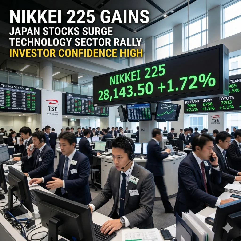 Nikkei 225 gains hit a record 1.72 percent as Japan stocks surge. Discover how technology and exports drive this strong market growth in our latest 2026 report.
