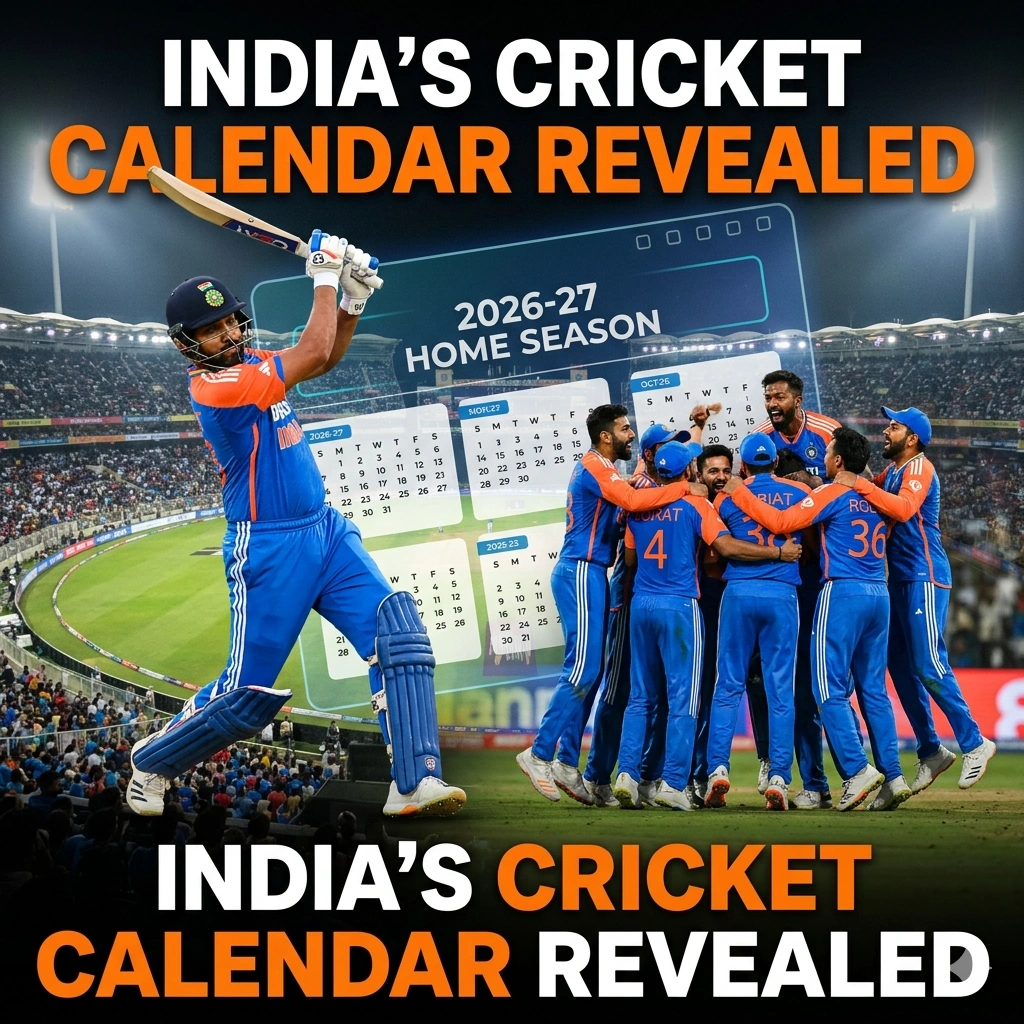 Explore the BCCI 2026-27 home season as World Champion India hosts 22 matches. From West Indies to the Border-Gavaskar Trophy, see the full schedule here.