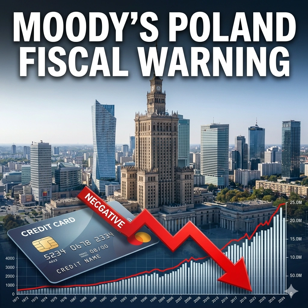 Moody’s Poland Credit Outlook 2026 has shifted to negative. Explore the fiscal risks, the SAFE program veto, and why 3.7% growth remains a silver lining.