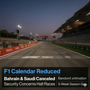 Formula 1 Cancels Bahrain and Saudi Arabian races due to the Middle East conflict. The 2026 season is reduced to 22 races after high-risk safety evaluations.