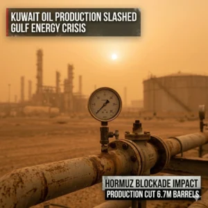 The Gulf Oil Production Cut of 6.7 million barrels per day impacts global markets. Discover how Kuwait and allies respond to the Strait of Hormuz closure.