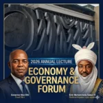 Governor Alex Otti delivers the Alex Otti Keynote Address at TheNiche 5th Annual Lecture. Chaired by Sanusi II, the event boosts Nigeria's economic discourse.