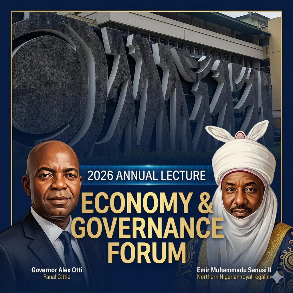 Governor Alex Otti delivers the Alex Otti Keynote Address at TheNiche 5th Annual Lecture. Chaired by Sanusi II, the event boosts Nigeria's economic discourse.