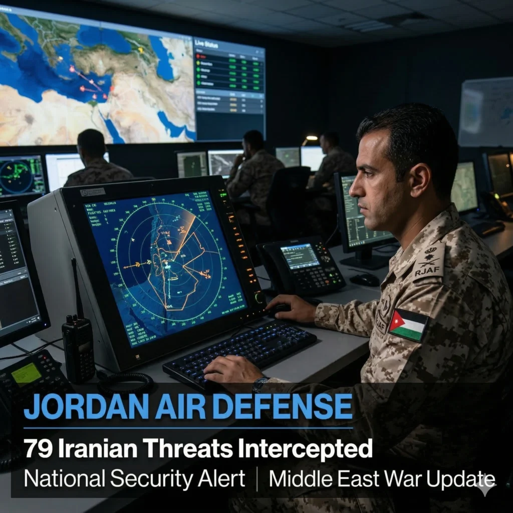 Jordan Intercepts 79 Iranian Missiles and Drones during the second week of direct hostilities. Military officials confirm a 92% interception rate in 2026.