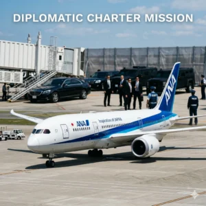 The rare ANA charter flight transported Japan's Cabinet to Washington, signaling record defense and tech coordination amid government jet maintenance in 2026.