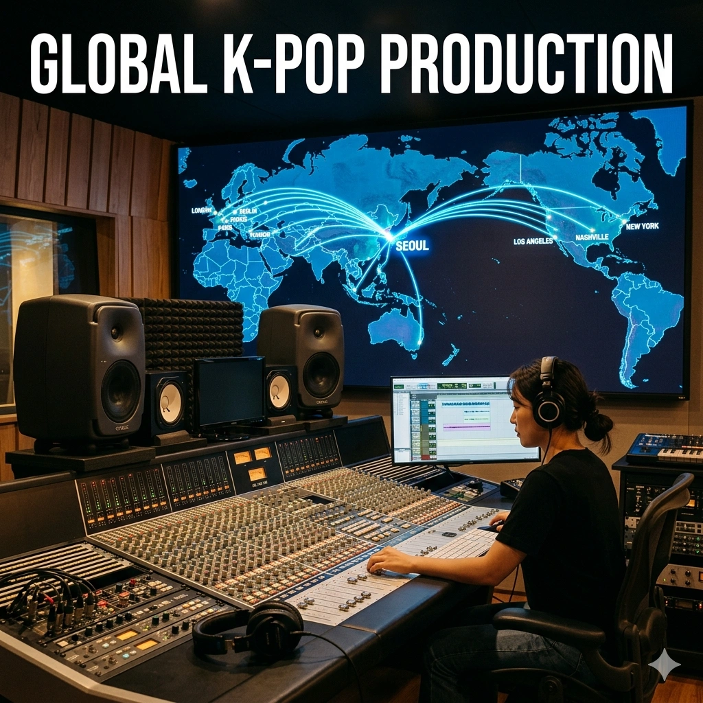 Discover how K-pop Global Production uses international song camps to create 2026 hits. See the hybrid model blending Swedish and LA sounds in Seoul.