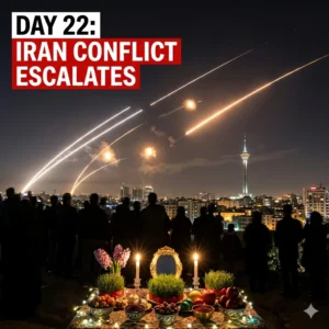 The Iran Conflict Death Toll hits 1,444 as a record 70th wave of attacks strikes targets during Nowruz. Violence escalates as Diego Garcia is hit in March 2026.