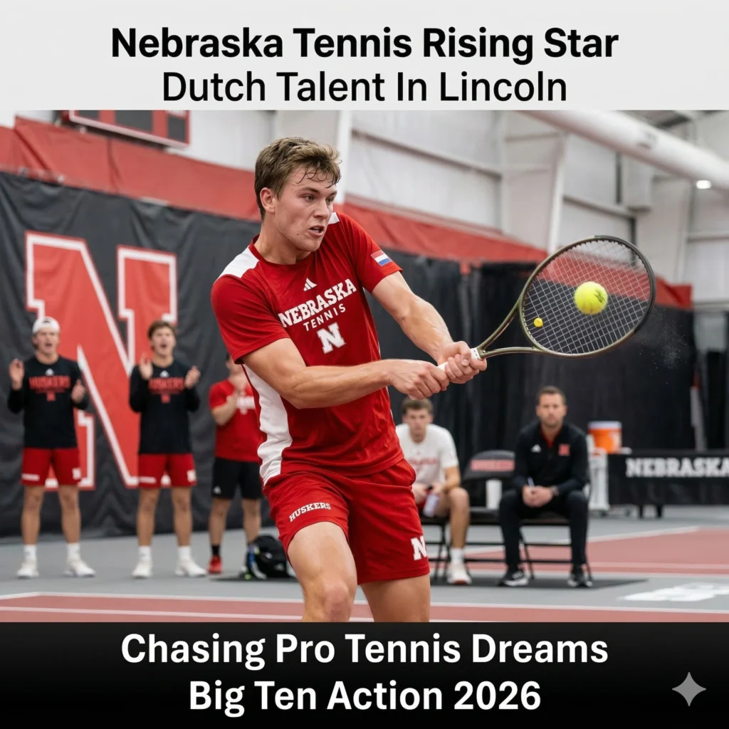 Niels Van Der Sijs Nebraska Tennis freshman lead secures top 40 ranking. Discover how the Dutch star from Eindhoven is dominating the Big Ten this 2026 season.