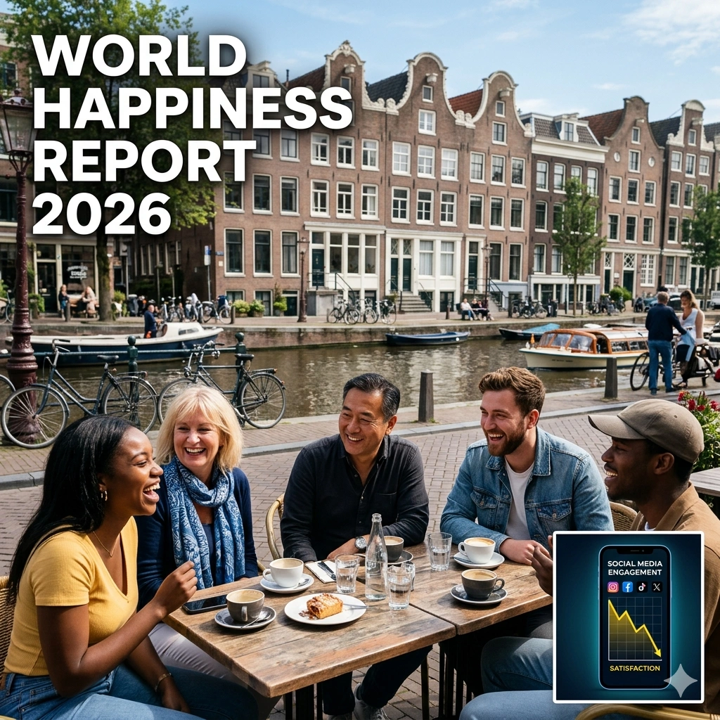 The 2026 World Happiness Report Netherlands reveals a record low 7th place ranking. Discover why social media and youth mental health are causing the decline.