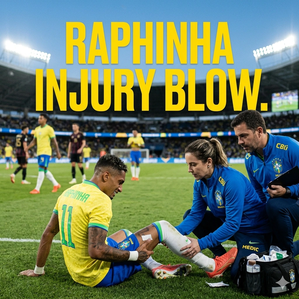 Barcelona star Raphinha muscle injury confirmed during Brazil duty. Winger sidelined for crucial matches as medical staff assesses the record thigh strain risk.