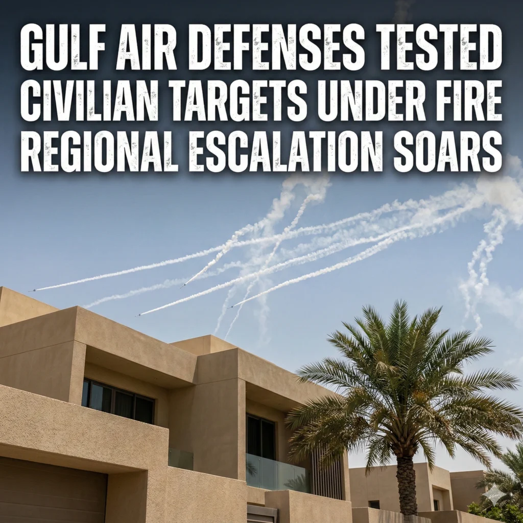 Iran expands regional conflict with missile and drone attacks targeting UAE and Bahrain, causing massive infrastructure damage and global energy market shifts.