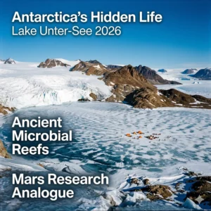 Explore the Antarctica microbial ecosystem at Lake Unter-See. NASA imagery reveals ancient microbial reefs that serve as a primary model for life on Mars.