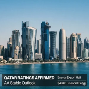 Fitch Ratings affirms Qatar AA rating with a stable outlook in 2026. Massive assets buffer the economy against the Iran conflict and energy export halts.