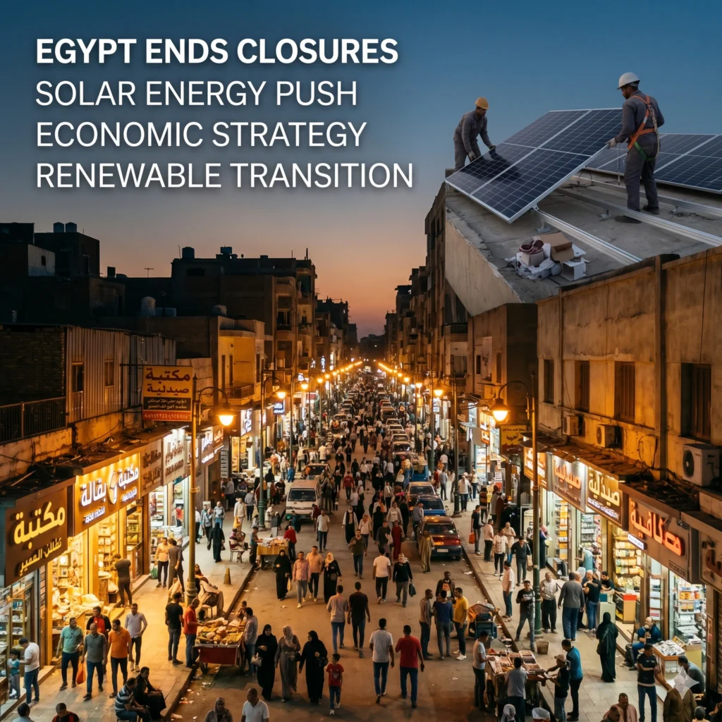 Egypt Solar Energy Initiative launches as the government ends shop closure rules to boost growth amid 2026 regional crisis. Explore new solar incentives here.