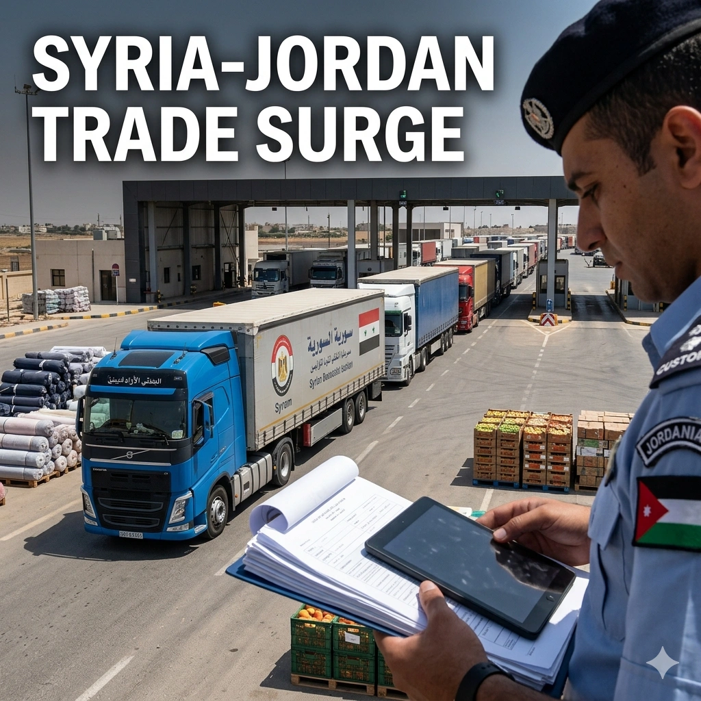 Jordan Syrian trade tariffs replace 2019 import bans as trade hits $330M in 2026. Decision No. 34 protects local industries while boosting Syrian textile imports.