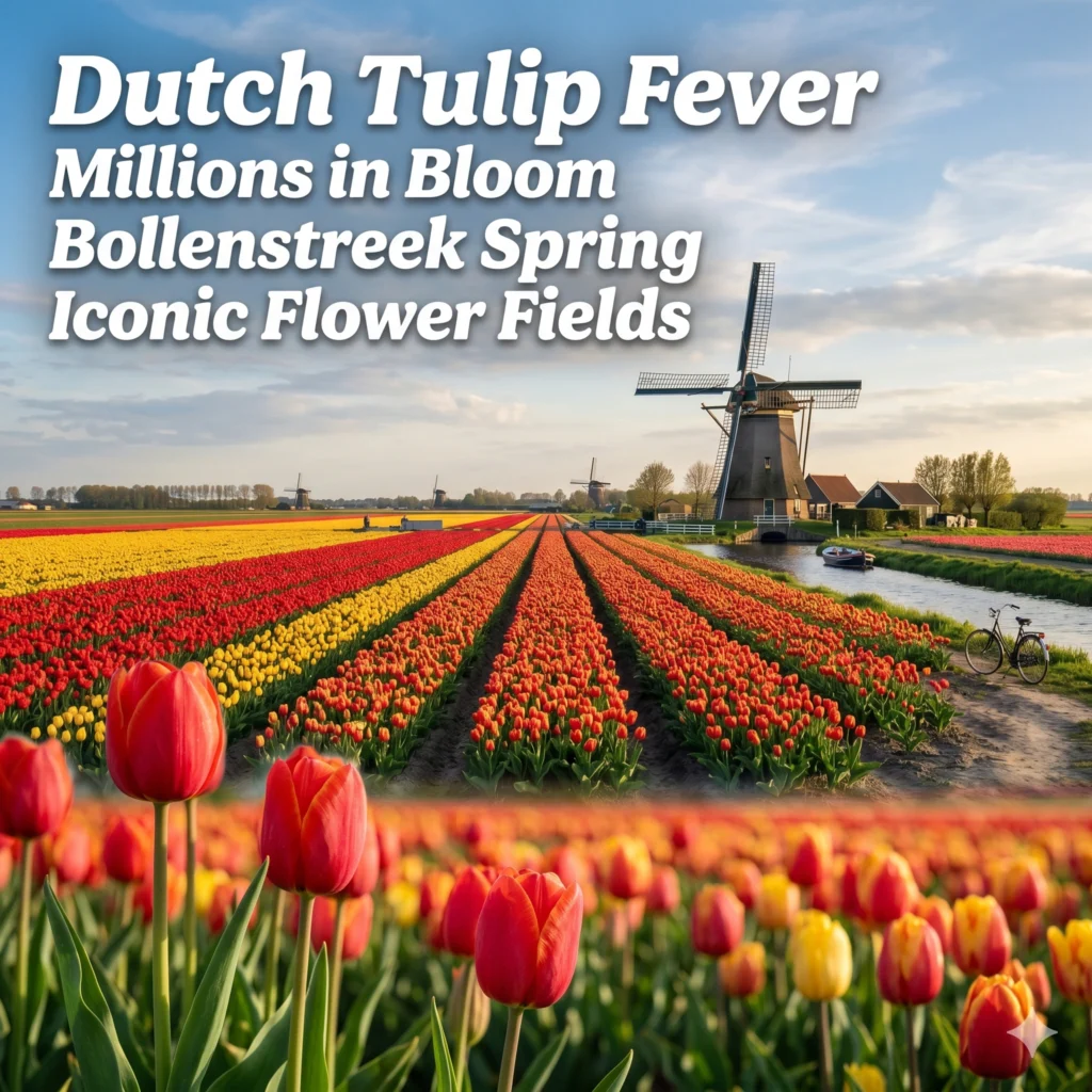 Netherlands Tulip Fever hits peak bloom in 2026! Discover the vibrant Bollenstreek fields, Dutch botanical heritage, and tips for the best spring flower views.