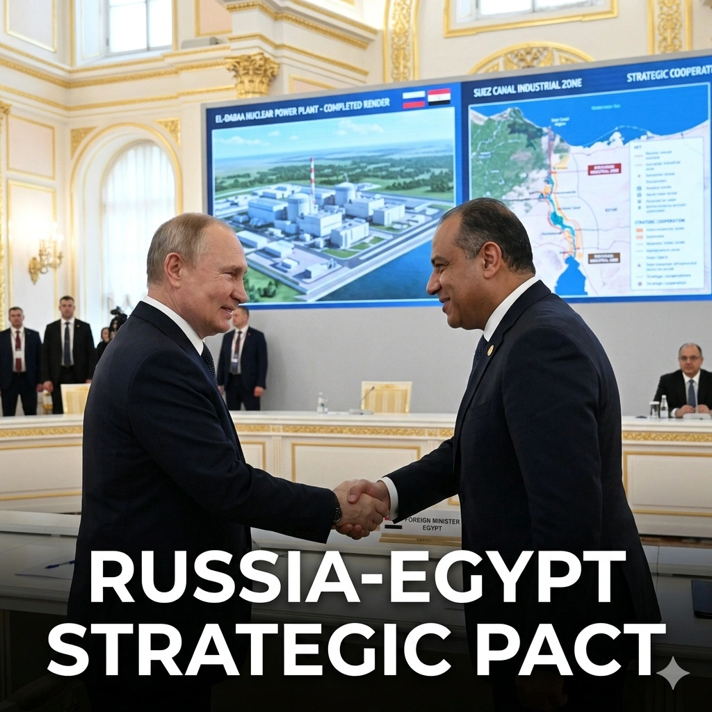 The Russia Egypt Alliance advances $28B in nuclear energy and Suez industrial hubs. See how Putin and Cairo coordinate for Middle East stability in 2026.
