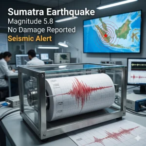 The Northern Sumatra Earthquake struck Sunday at magnitude 5.8. No damage or tsunami threat was reported following the shallow 10km deep seismic event.