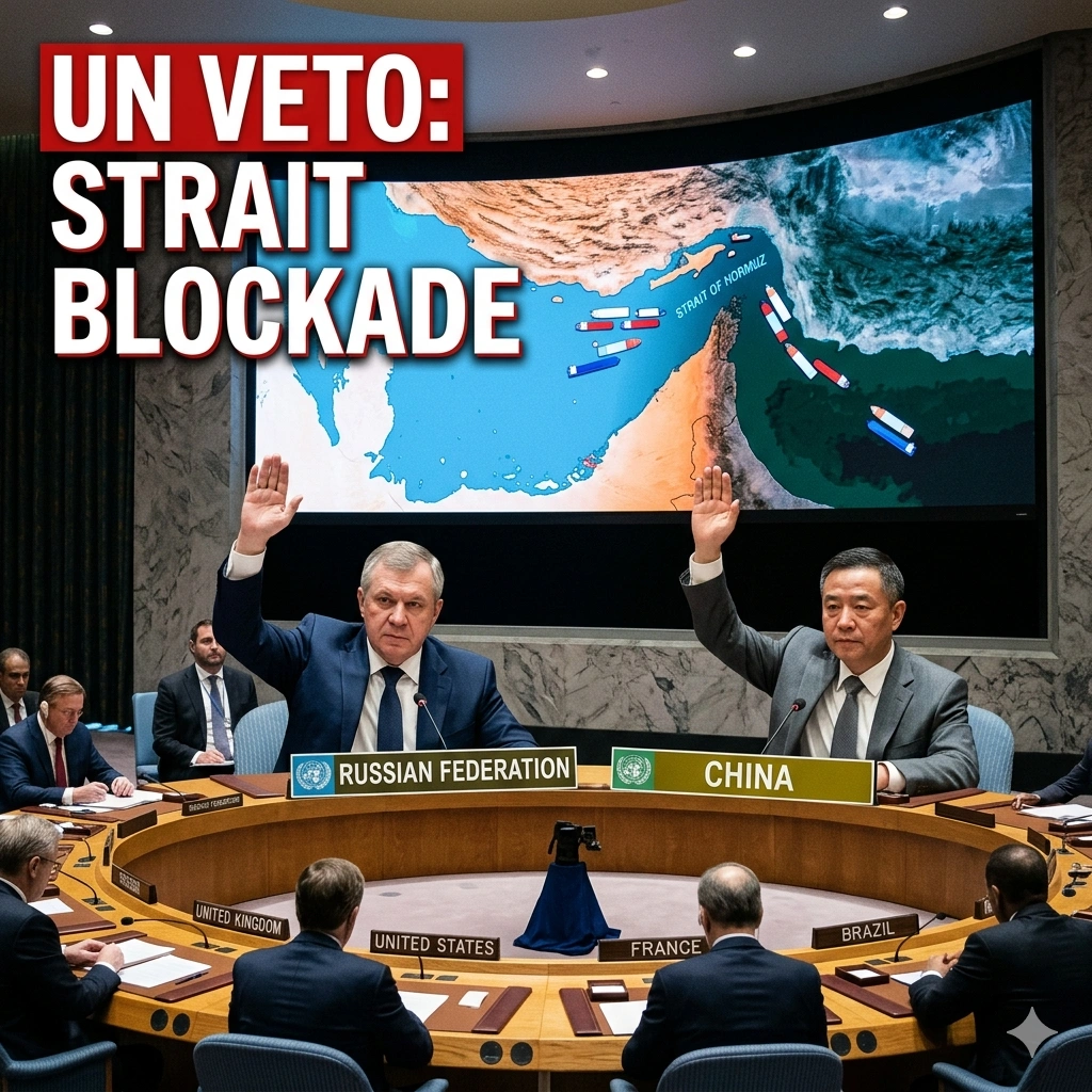 UN Resolution on Hormuz is blocked by Russia and China as global fuel prices soar. Trump's deadline looms while the Security Council fails to secure the strait.