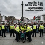 London Protest Civil Liberties under fire! 523 arrested at Trafalgar Square for supporting a banned group. Read the full 2026 report on the UK protest crackdown.